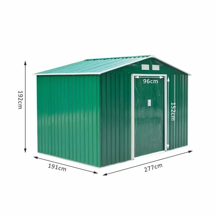Metal Utility Tool House Galvanized Steel Frame Outdoor Storage 9