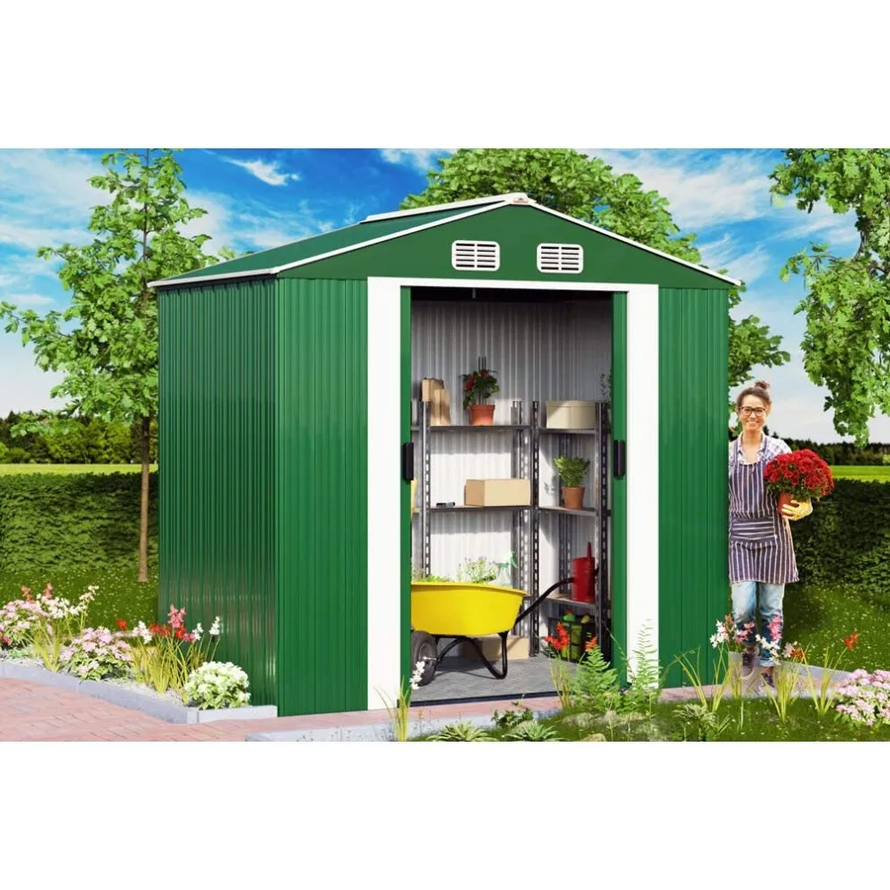 Metal Utility Tool House Galvanized Steel Frame Outdoor Storage 7