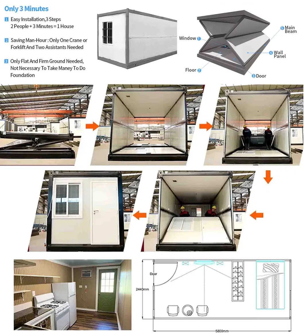 Single Double Door Prefabricated Structural Steel Folding Container House 3